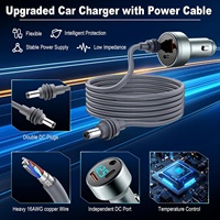Pour Starlink Mini 2 : Chargeur de voiture et câble d'alimentation CC de 3 m avec adaptateur allume-cigare 12V-24V, affichage numérique, ports 30W et 45W