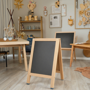 <span class=keywords><strong>Tableau</strong></span> <span class=keywords><strong>noir</strong></span> double face en bois sur support en A pour table, restaurant, mariage, entreprise - Product Image 4