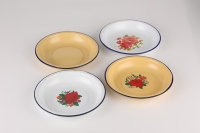 Plateau rond en émail personnalisé avec logo imprimé, classique, fait main, écologique, sûr, durable, compatible lave-vaisselle, pour servir les aliments, assiette à riz