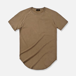 5% 氨纶180g勺圆底弯曲下摆t恤素色高品质t恤批发95% 棉男士空白休闲M-3XL - Product Image 2