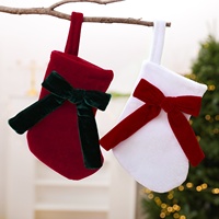 Nouvelle Décoration de Noël en Tissu Velours à Paillettes avec Nœud, pour Cheminée, Escalier, Fenêtre, Ornement Suspendu