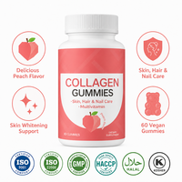 Gummies véganes de vitamine C+E et collagène à marque privée pour l'éclaircissement de la peau, la croissance des cheveux et le soin des ongles, sans gluten, 60 unités, vente en gros OEM