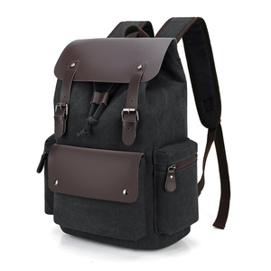 Mochila vintage de café 2024, mochila personalizada con cordón para hombre, mochila <span class=keywords><strong>Hipster</strong></span> escolar para hombre, Mochila de cuero de lona para hombre - Product Image 6