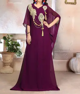 Abaya 2019 Дубай мусульманское платье исламское платье вечернее платье арабское осеннее с длинным рукавом фиолетовый мусульманский кафтан