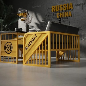 Cabina de Metal de estilo <span class=keywords><strong>industrial</strong></span>, combinación de silla de mesa de hierro forjado para comedor, tienda de té de la leche, cafetería, Bar, barbacoa, <span class=keywords><strong>muebles</strong></span> de restaurante - Product Image 3