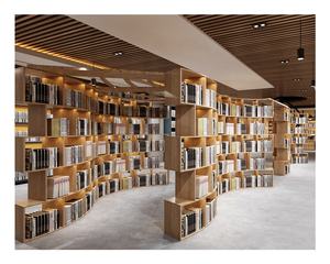 Lujo nogal PVC modelo inteligente de madera abierto arco giratorio de madera biblioteca de pared estantería gabinete - Product Image 3