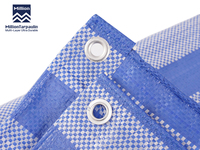 Bâche en polypropylène (PP) imperméable 80 g/m² légère, rayée bleu et blanc, en polyéthylène vierge, pour usage domestique