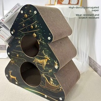 Tour à gratter pour chat en carton ondulé à trois niveaux avec surface de grattage surélevée et maison pour chat, pour chats d'intérieur et chatons, OEM