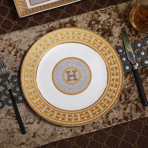 Juego de Platos de Porcelana de Hueso de China, Estilo Occidental Europeo, con Mosaico Dorado, para Regalo, Decoración del Hogar, Bodas y Fiestas - Product Image 3