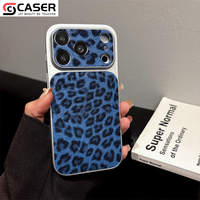 Coque de téléphone pour iPhone 17/16/15, motif léopard pailleté, transformation instantanée en grande fenêtre, style luxueux, antichoc