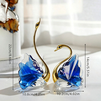Nouvelle décoration élégante et créative en cristal artificiel en forme de cygne, décoration de bureau à domicile, boîte cadeau pour la Saint-Valentin, paire de cygnes