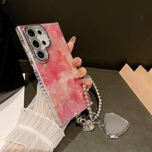 <span class=keywords><strong>Coque</strong></span> pour Téléphone Portable <span class=keywords><strong>Samsung</strong></span> S25/24 Ultra <span class=keywords><strong>avec</strong></span> Film de Protection d'Objectif et Béquille pour S23 24plus, Motif <span class=keywords><strong>Coque</strong></span>, en TPU, Cœur et <span class=keywords><strong>Chaîne</strong></span> Miroir pour Femme - Product Image 2