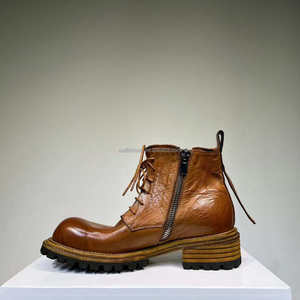 Scarpe Oxford Derby da Uomo in Pelle con Lacci, Stivali Martin di Alta Qualità con Punta Esagerata, Scarpe Eleganti da Uomo - Product Image 1