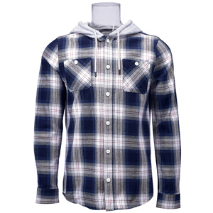 Men's <strong>Hoodie</strong> <strong>Shirt</strong> 100% Cotton Long Sleeve <strong>Check</strong> Heavyweight Flannel Casual <strong>Hoodie</strong> Overshirt for Men - Product Image 1