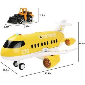 Jeu de rangement d'ordinateur portable, en forme d'avion, de dessins animés, bricolage, voitures, pelle, <span class=keywords><strong>grue</strong></span>, Mini avion électronique, avec camions lumineux et son - Product Image 5
