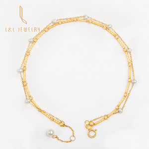 2025 popolare donna 18K oro reale braccialetto di <span class=keywords><strong>perle</strong></span> d'acqua dolce con catena a maglie elastica Design unico stile artistico per il regalo del partito - Product Image 1