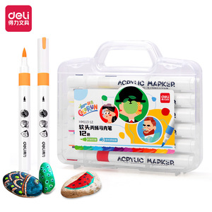 Deli Acrylic Marker Pens 12 Colors Soft Tip Art Markers For Painting And Crafting - Product Image 1