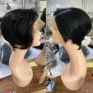 Perruque Courte Droite en <span class=keywords><strong>Cheveux</strong></span> Humains Indiens, <span class=keywords><strong>Coupe</strong></span> Pixie, Lace Frontale 13x4, 6 Pouces, Résistante à la Chaleur, Raie Latérale, pour Femmes Noires Américaines, Perruques Vierges - Product Image 6