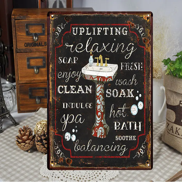 Vintage bath room metal signs bathroom novelty wall art poster soap tin sign customized metal posters