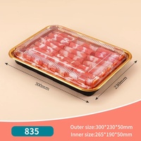 835 PET Wegwerp Plastic Bakjes met Transparante Deksels voor Sushi, Lamsvleesrolletjes, Snacks, Fruitopslag - Bezorg- en Afhaalcontainers