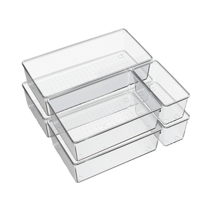 Multi-Functional Transparent <b>Plastic</b> Drawer Organizer Set 4 Sizes 3-6L Capacity Jewelry Storage for Bathroom Countertop Desk - Product Image 1