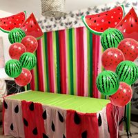 Kit d'arche de ballons ronds en aluminium motif tranches de pastèque rouge et verte, 16 pièces/ensemble, pour décorations de fête sur le thème des fruits d'été