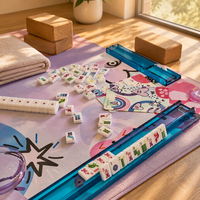 Jeu de tuiles de Mahjong américain en acrylique monocouche blanc brillant, série Insectes sur mesure, couleur UV, pour divertissement festif