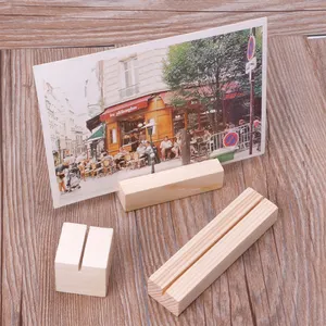 Logo Custom Print Natural Wood Memo Clips Photo Holder Clamps Stand Card Desktop Message Crafts Gifts