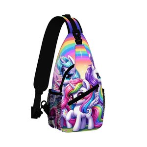 Kleine Brusttasche mit Einhorn-Aufdruck, bestes Geschenk für Männer und Frauen, 2D-Cartoon, großes Fassungsvermögen, Outdoor-Sport, Freizeit, Mode - Product Image 3