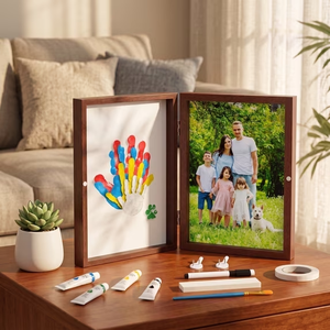 Kit de traces de mains de famille DIY avec cadre en bois – Cadeau souvenir personnalisé pour bébé, idéal pour les nouveaux parents, la grand-mère, le grand-père, la fête <span class=keywords><strong>des</strong></span> Mères - Product Image 4