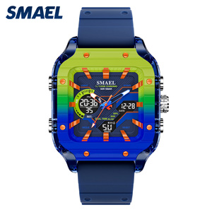 Montre homme SMAEL 8133 tendance style méca et geek, double affichage, étanche, carrée, multifonction, cadeau pour homme - Product Image 1