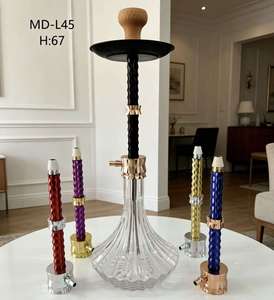 MD-L45 67cm Chicha Narguilé à Tige Torsadée, Base en Verre Transparent, Style Arabe avec Tige Colorée Remplaçable - Product Image 5