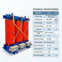 Transformateur de distribution de puissance triphasé 1600 kVA 20/0,4 kV de type sec avec enroulement en cuivre à triple bobinage pour usage électronique