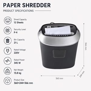 Déchiqueteuse de papier à coupe transversale 21L avec arrêt automatique en cas de surchauffe, protège le moteur, sécurité P-4, déchiquette le papier, les cartes, les CD pour le bureau - Product Image 2