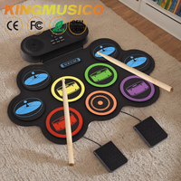 Batterie électronique enroulable colorée, directement de l'usine |   Batterie de jazz silencieuse en silicone portable, pour enfants et écoles |   Approvisionnement en gros OEM/ODM