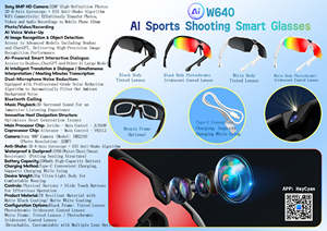 Lunettes de sport intelligentes W640 pour le cyclisme, la conduite en extérieur, la course à pied, protection UV400, coupe-vent, caméra 1080P, enregistrement, lunettes de soleil PC - Product Image 3