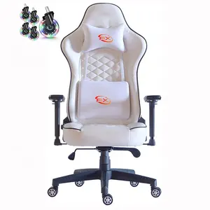 Oem Odm Lightweight Forward Tilt Rig Lining Reclining 4d Arms Office Chair Ergonomic White Game Gaming Chair With RGB Wheels