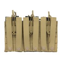 Pochette triple pour chargeurs à ouverture supérieure en nylon avec fermeture éclair, design simple, résistante à l'eau, élastique, pochette tactique pour chargeurs de type kangourou