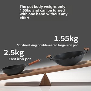 Bán buôn lớn Chảo sắt cũ hai tai tròn đáy morie mô hình nồi sắt thương mại nấu ăn không dính chảo - Product Image 5