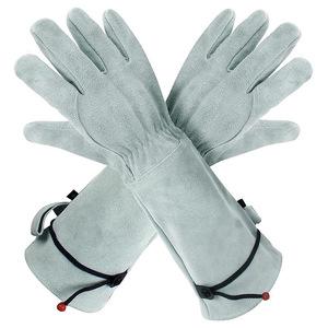 Gants en cuir de vachette pour la taille des rosiers et autres plantes à épines, avec poignet réglable, empêchent la poussière et les débris d'entrer. - Product Image 1