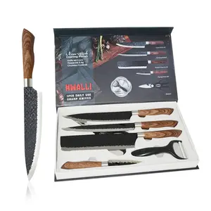 6PCS Good Quality Stainless Steel Ripple Blade 8inch Knife Set of Kitchen Knives in Gift Box