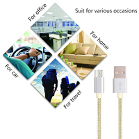 Kabel Data Asli Micro USB 3A 60W Berbahan Nilon Kepang Harga Pabrik untuk Ponsel Tablet