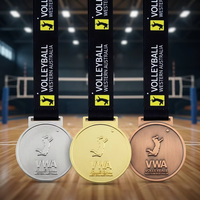Médaille de sport 3D personnalisée en gros pour le volley-ball, pour tournoi et championnat, plaquée or brillant, émail, récompense gratuite pour les joueurs