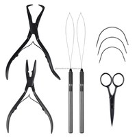 Kit d'outils GlamorDove avec logo personnalisé pour extensions de cheveux micro-nano, avec sac de rangement, pour l'installation et le retrait en salon