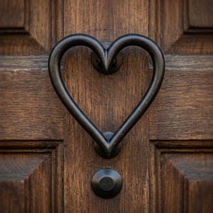 Coshik Exports - Sonnette de porte en fonte en forme de cœur, noire, revêtement poudré, design traditionnel durable, à visser - Product Image 3