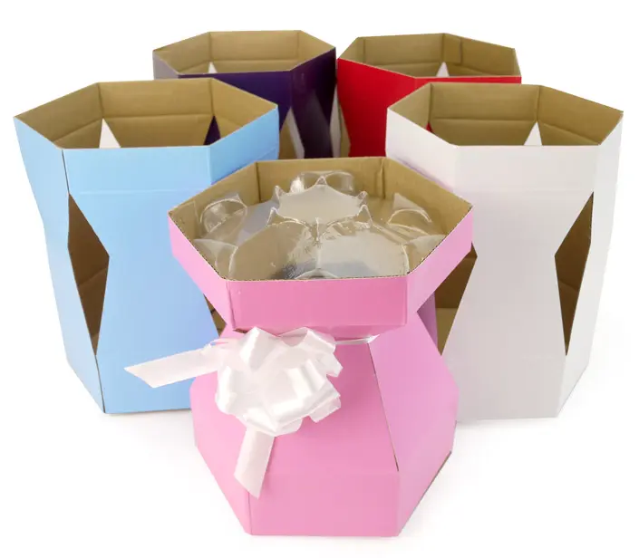 easy assemble colourful cupcake bouquet boxes comes flat packed with a clear insert for 7 cupcakes