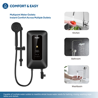 Haier Elcb Thermocool Chauffe-eau électrique instantané sans réservoir avec pompe et pommeau de douche pour petite salle de bain