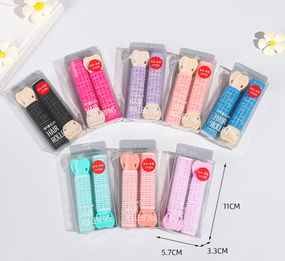 สีแดงกุหลาบ-คลิปขนปุยสองกล่องพีวีซี