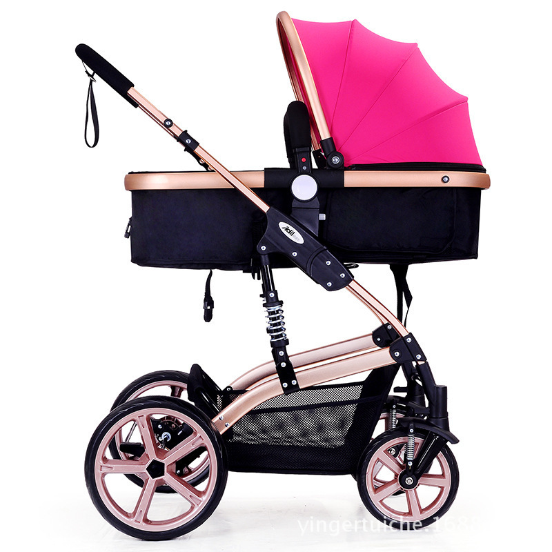 Poussette Poupée Joie Baby - Landau Rose Et Noir - Capuche Réglable, Tablier Amovible - Pour Enfants Dès 3 Ans