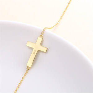 Delicata Collana Girocollo con Croce Laterale in Argento Sterling 925 Placcato Oro 18k - Product Image 4